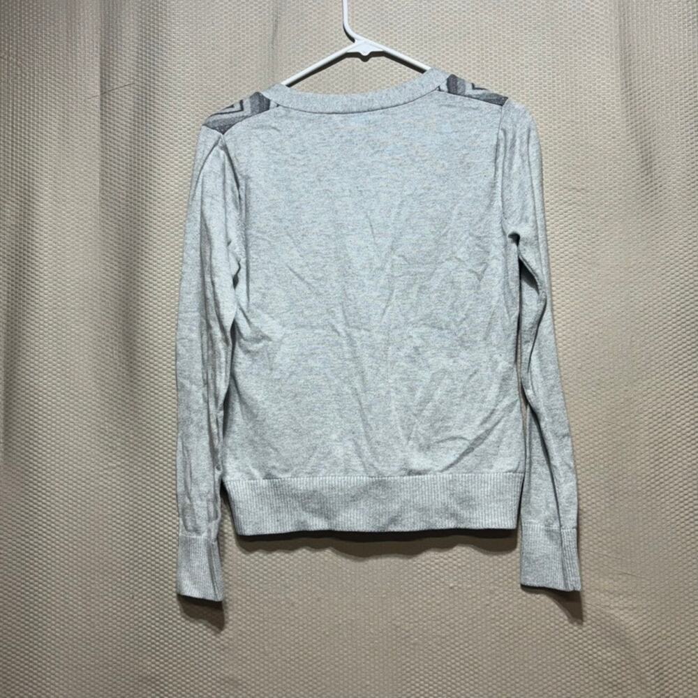 Banana Republic Grey Zig Zag Button Front Cardigan Sweater M Metallic Academia - Picture 8 of 8